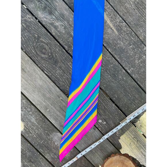 Liz Claiborne scarf oblong blue pink yellow - Picture 12 of 15